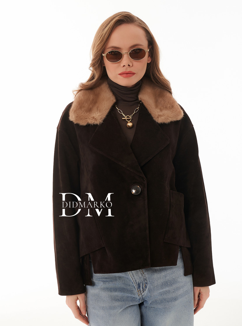 Замшевый пиджак с мехом норки