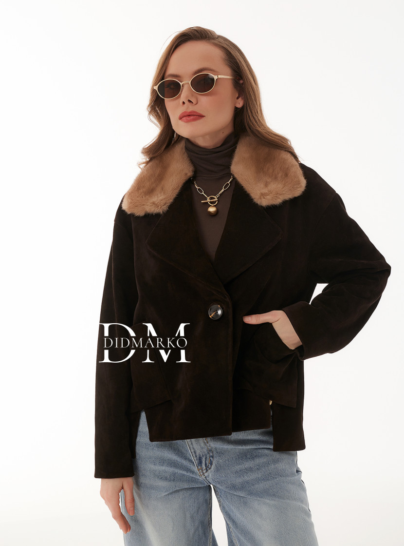 Замшевый пиджак с мехом норки