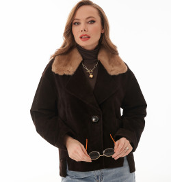 Замшевый пиджак с мехом норки