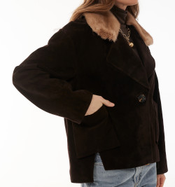 Замшевый пиджак с мехом норки