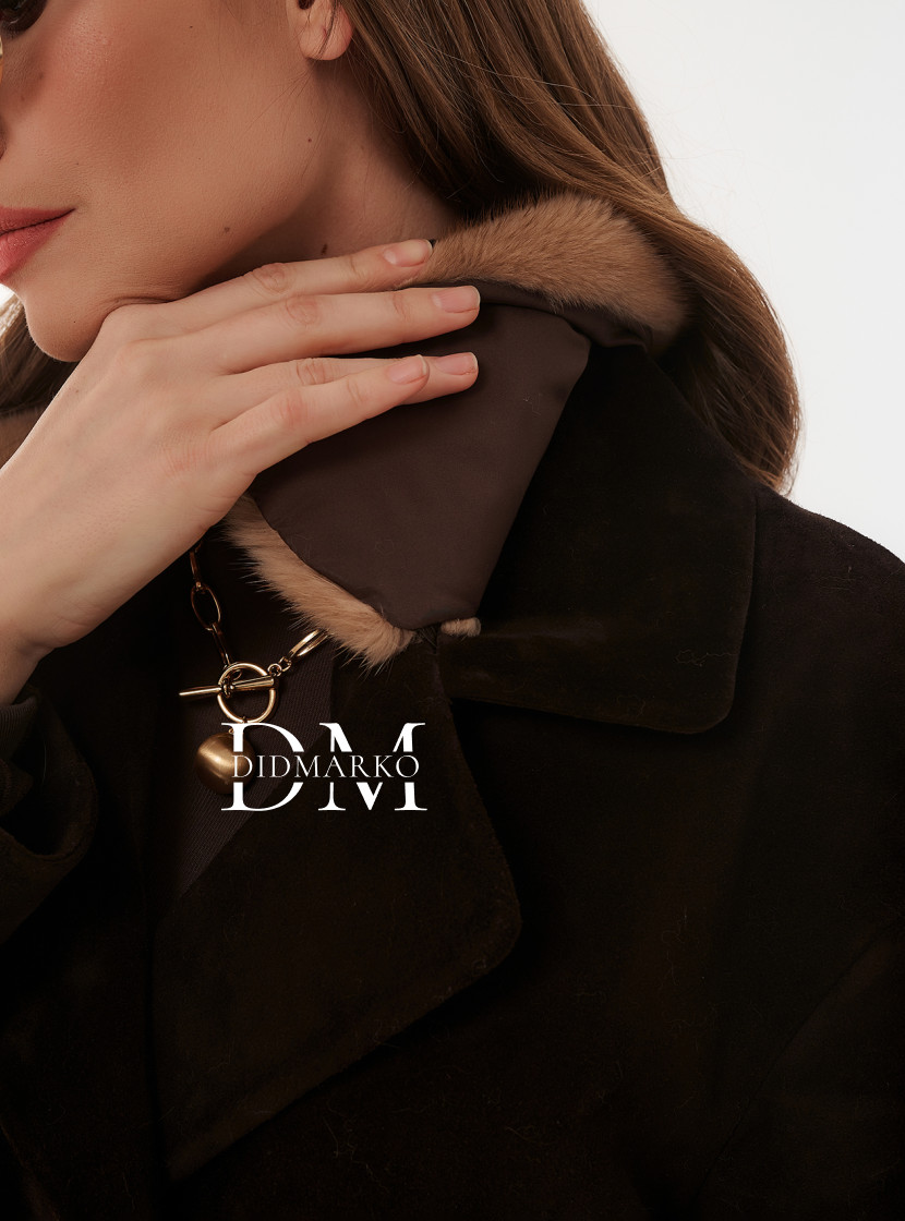 Замшевый пиджак с мехом норки