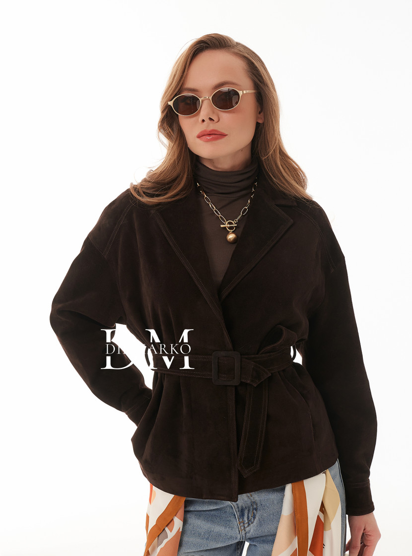 Замшевый жакет коричневого цвета 