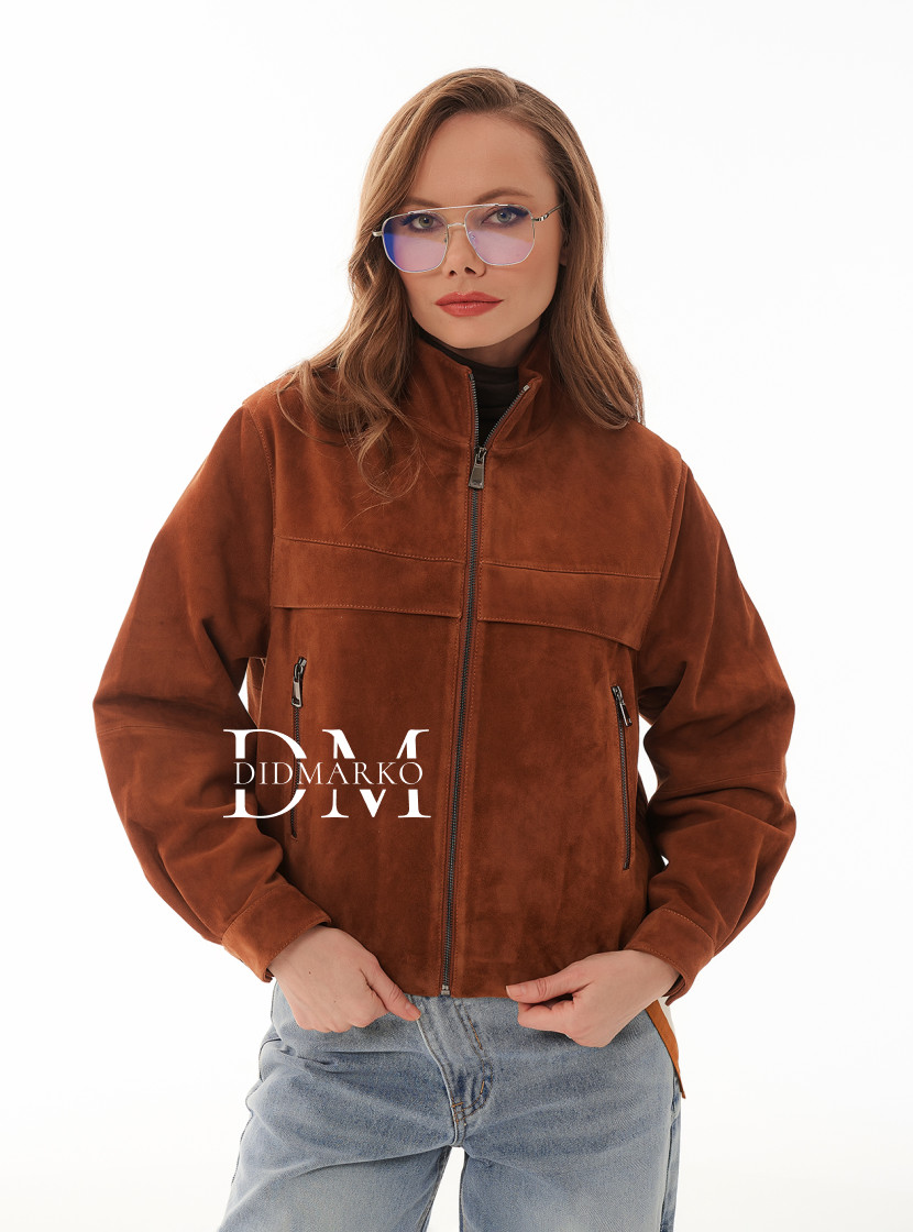 Рыжая куртка из замши
