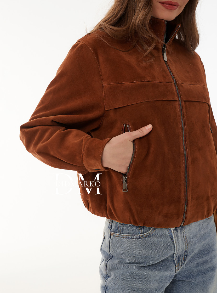 Рыжая куртка из замши