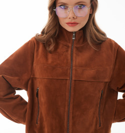 Рыжий бомбер из замши
