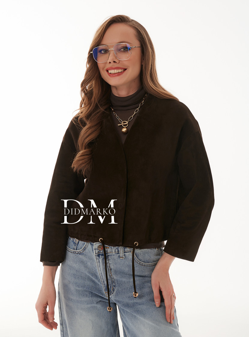 Купить в Москве и Санкт-Петербурге Коричневый замшевый жакет