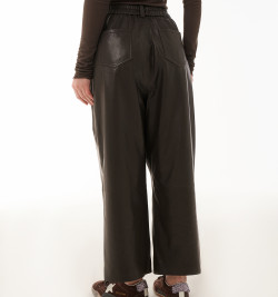 Коричневые кожаные брюки