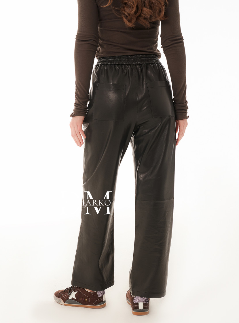 Брюки из натуральной кожи на резинке