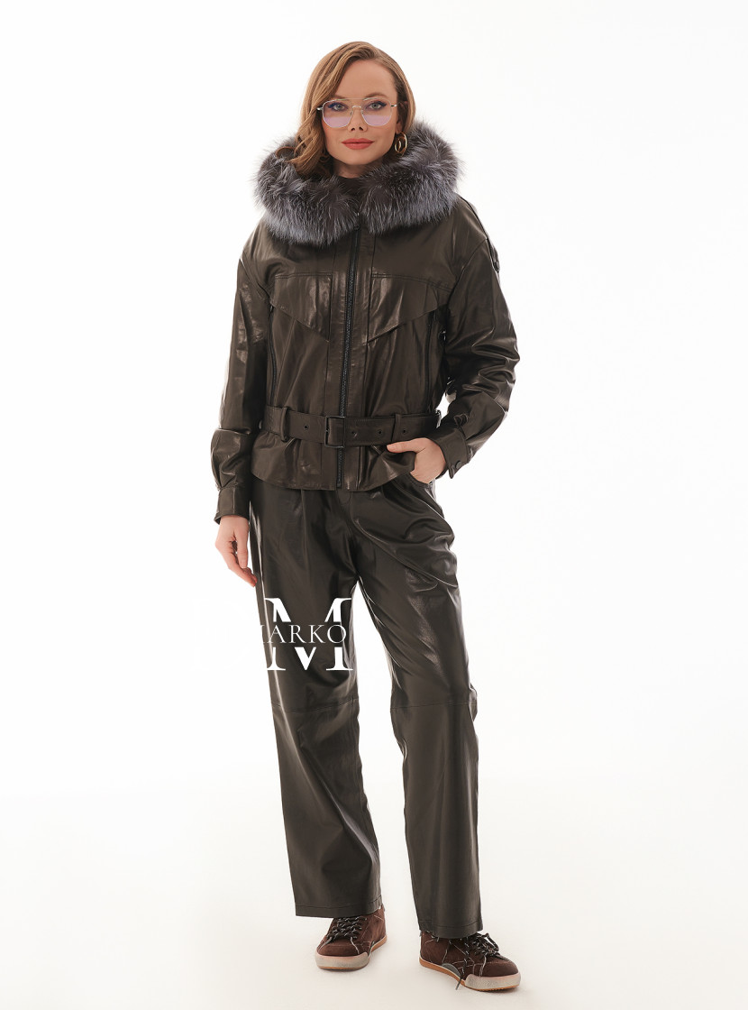 Брюки из натуральной кожи на резинке