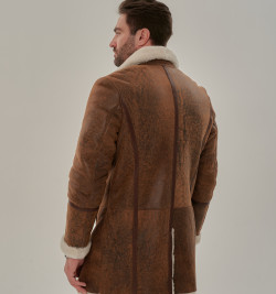 Мужской двубортный френч из натуральной овчины