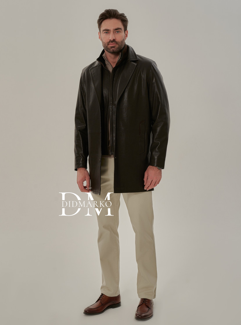 Кожаный френч с манишкой мужской