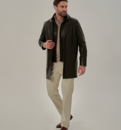 Кожаный френч с манишкой мужской