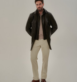 Кожаный френч с манишкой мужской