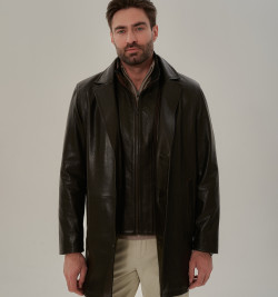 Кожаный френч с манишкой мужской