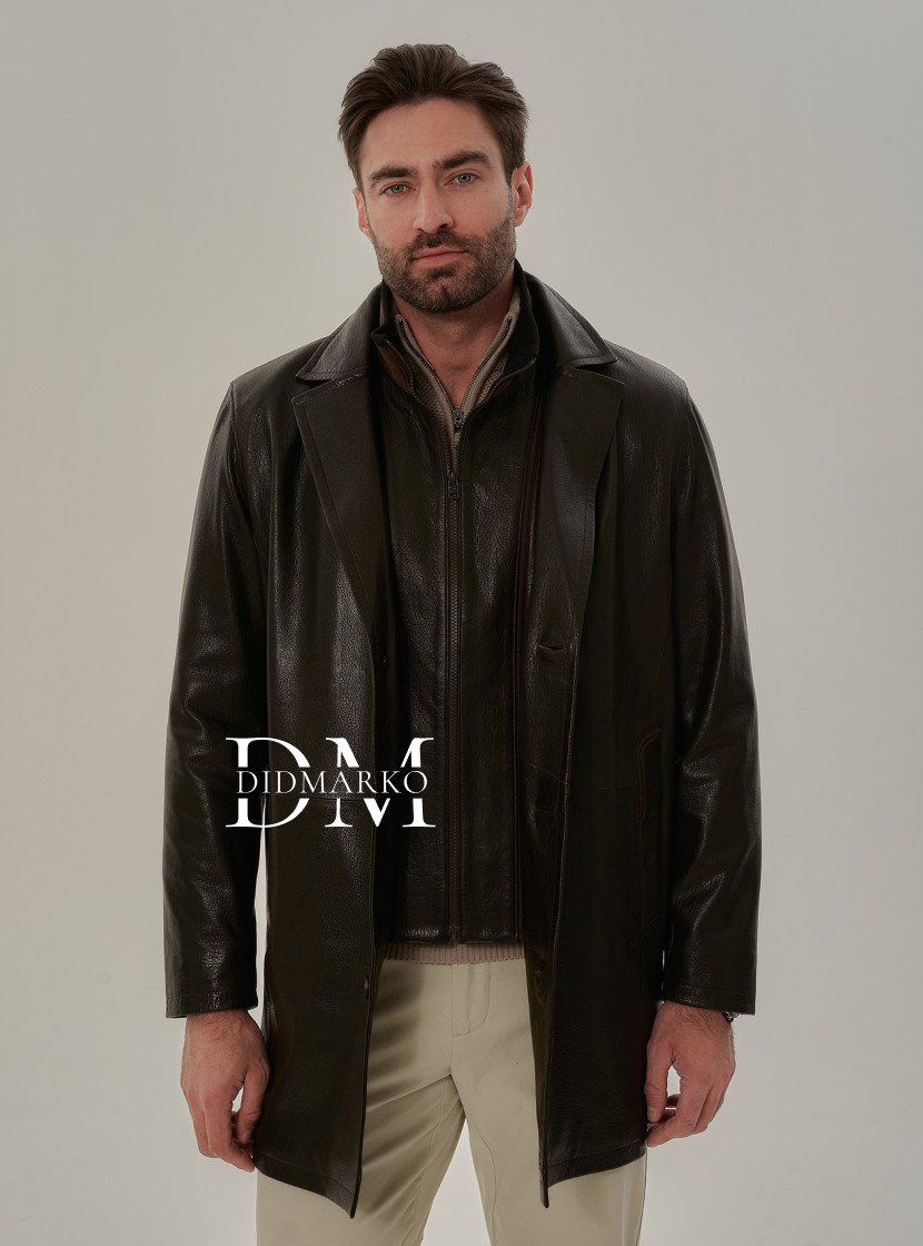 Кожаный френч с манишкой мужской