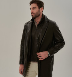 Кожаный френч с манишкой мужской
