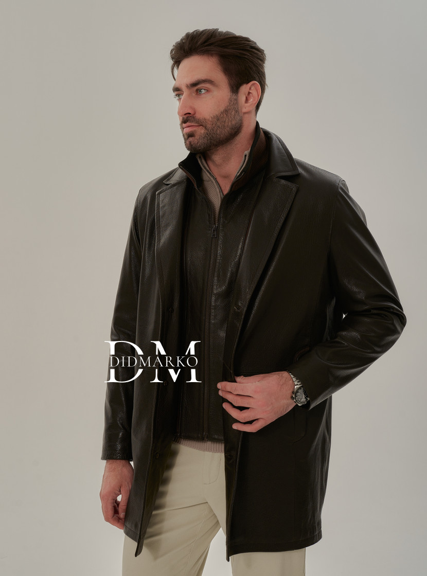 Кожаный френч с манишкой мужской
