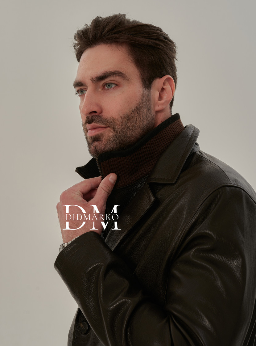 Кожаный френч с манишкой мужской