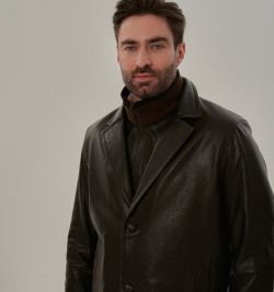 Кожаный френч с манишкой мужской