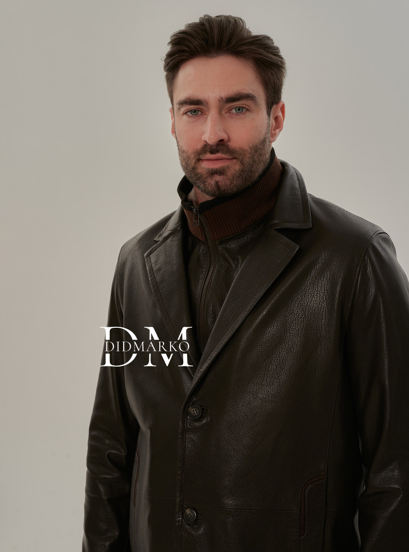 Кожаный френч с манишкой мужской