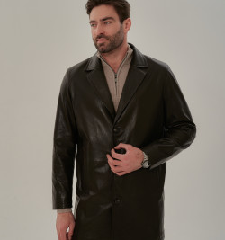 Кожаный френч с манишкой мужской