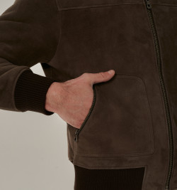 Мужская дубленка бомбер из натуральной овчины