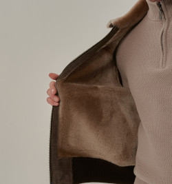 Мужская дубленка бомбер из натуральной овчины