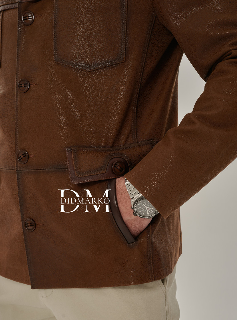 Замшевая куртка на пуговицах для мужчин