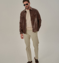 Легкая рубашка из натуральной кожи