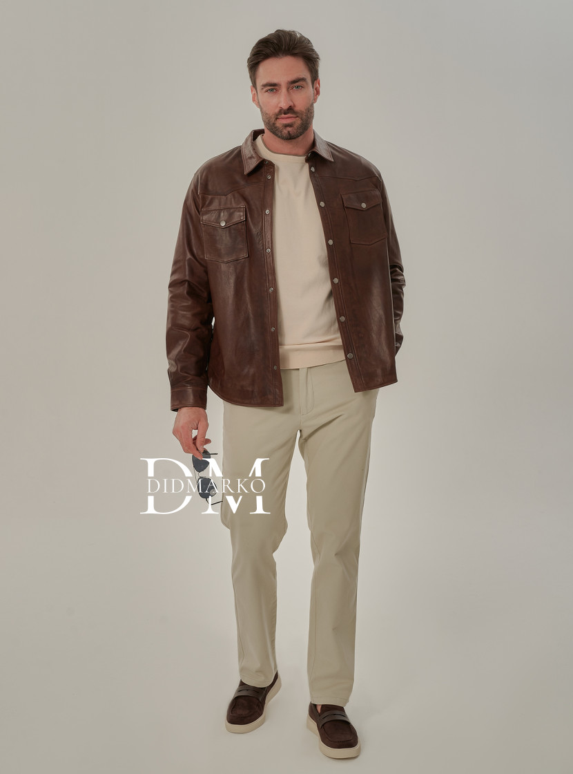 Легкая рубашка из натуральной кожи