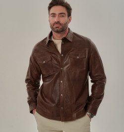 Легкая рубашка из натуральной кожи