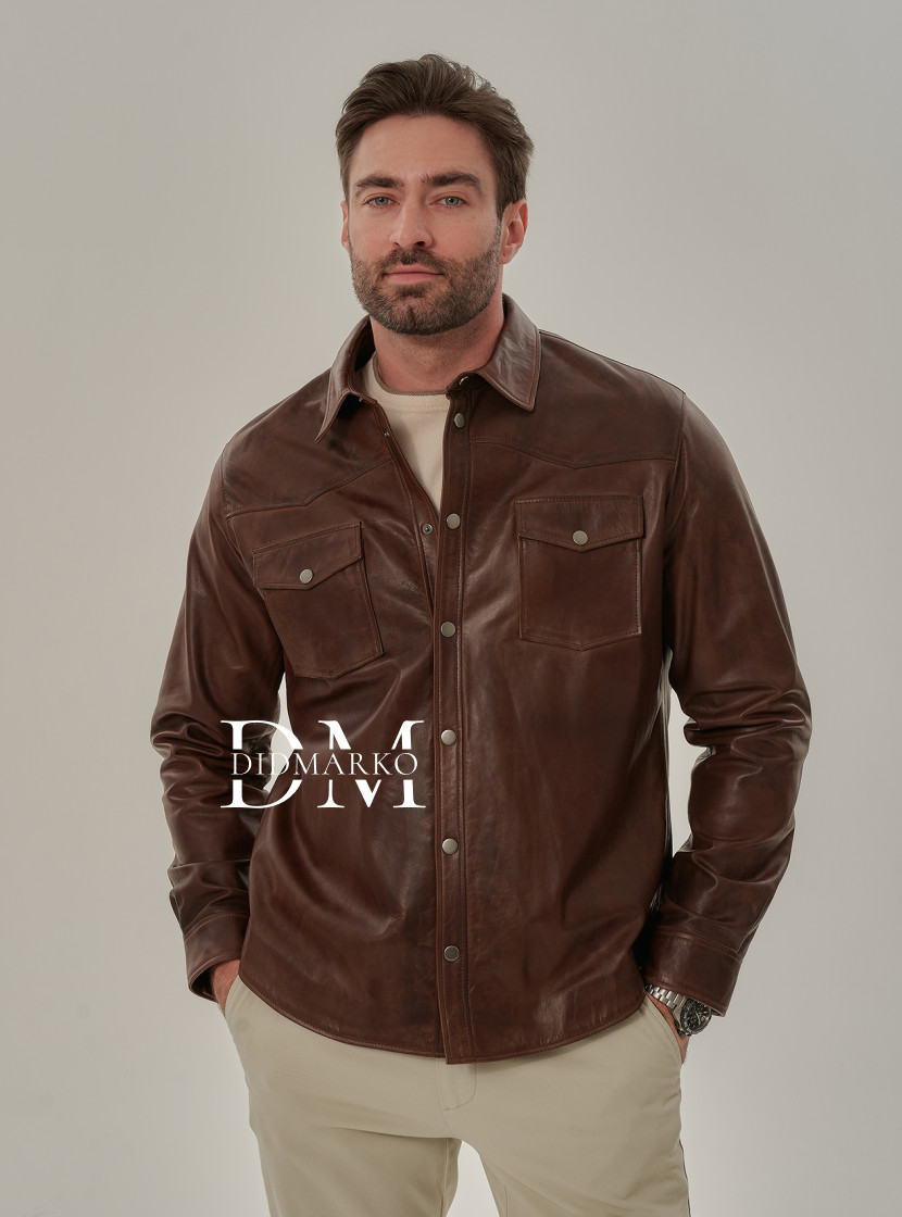 Легкая рубашка из натуральной кожи