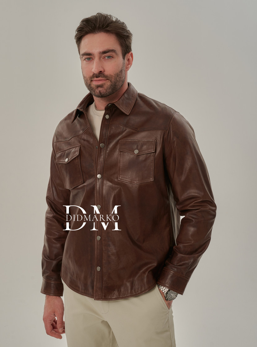 Легкая рубашка из натуральной кожи