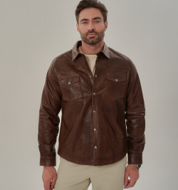 Легкая рубашка из натуральной кожи