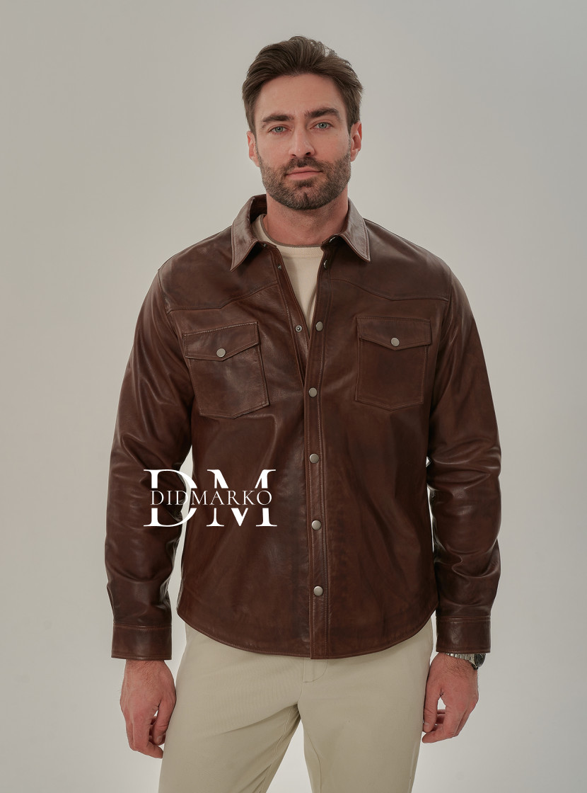 Легкая рубашка из натуральной кожи