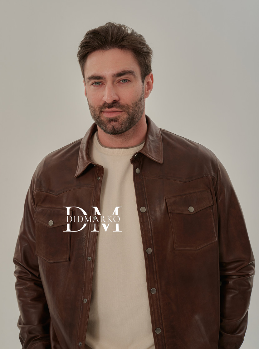 Легкая рубашка из натуральной кожи