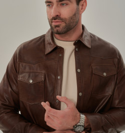 Легкая рубашка из натуральной кожи