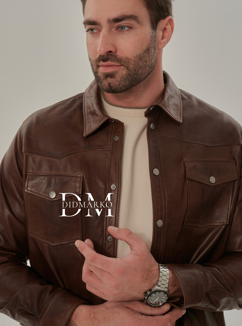 Легкая рубашка из натуральной кожи