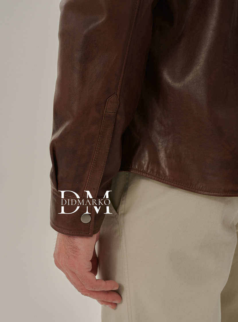 Легкая рубашка из натуральной кожи