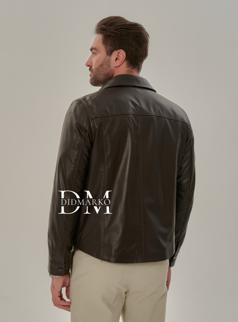 Стильная коричневая кожаная рубашка для мужчин  