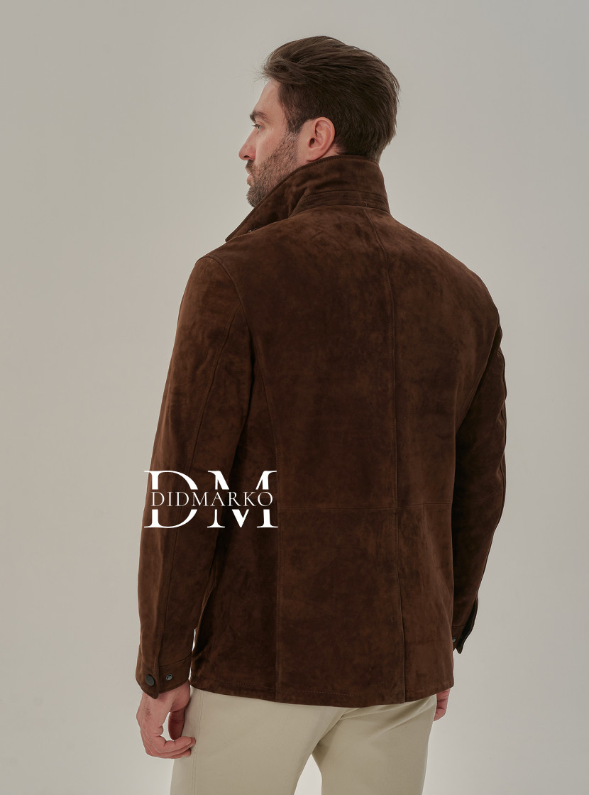 Замшевый жакет мужской коричневого цвета