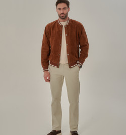 Мужская куртка на резинке из натуральной замши