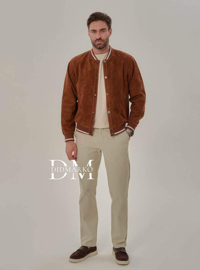 Мужская куртка на резинке из натуральной замши