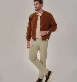 Мужская куртка на резинке из натуральной замши