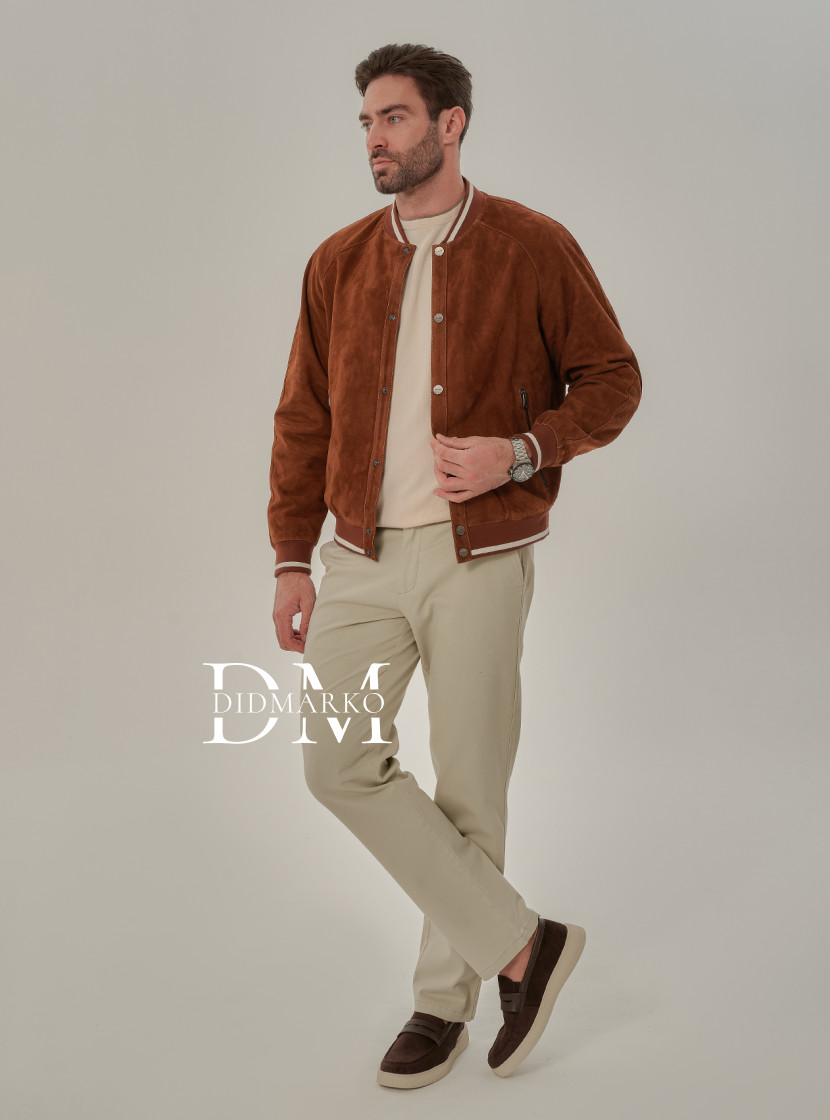 Мужская куртка на резинке из натуральной замши