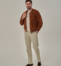 Мужская куртка на резинке из натуральной замши