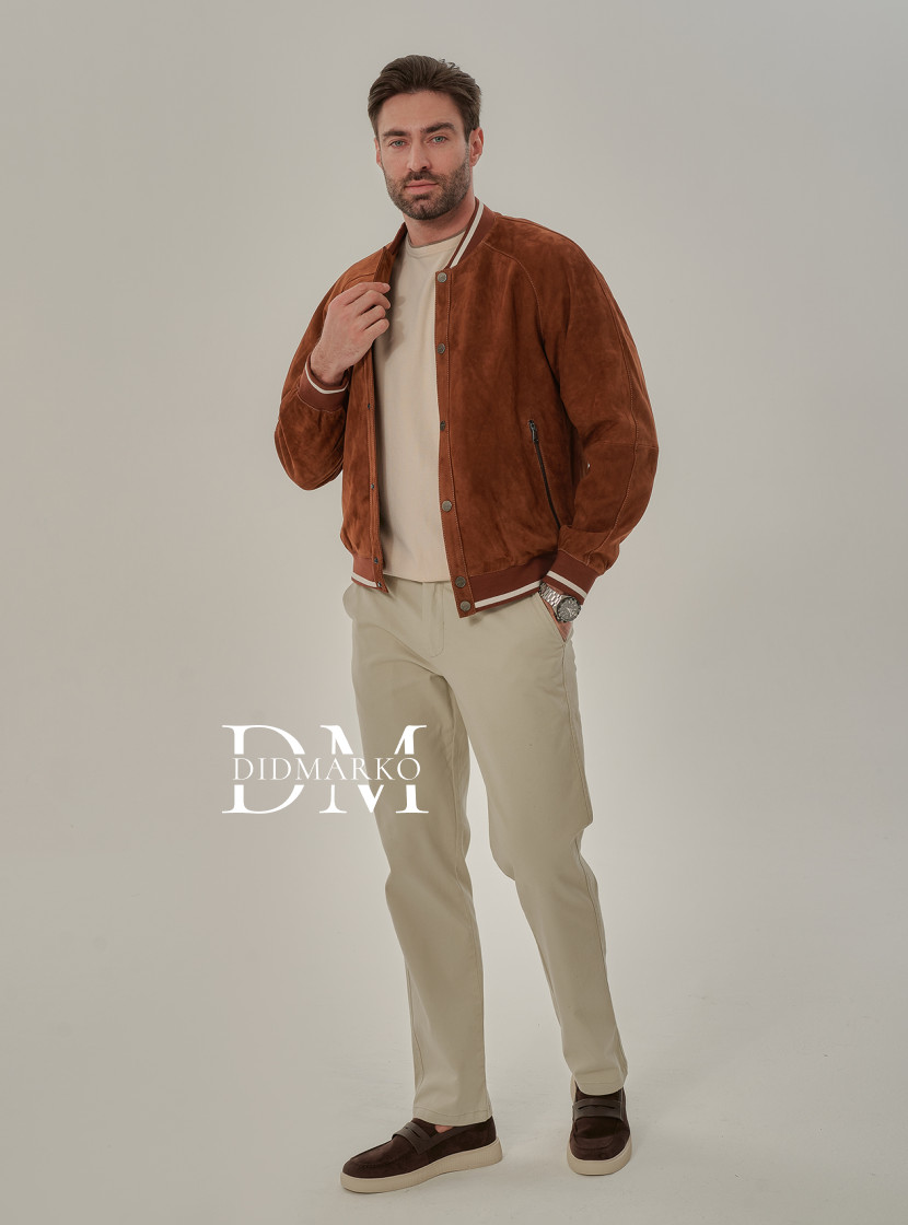 Мужская куртка на резинке из натуральной замши