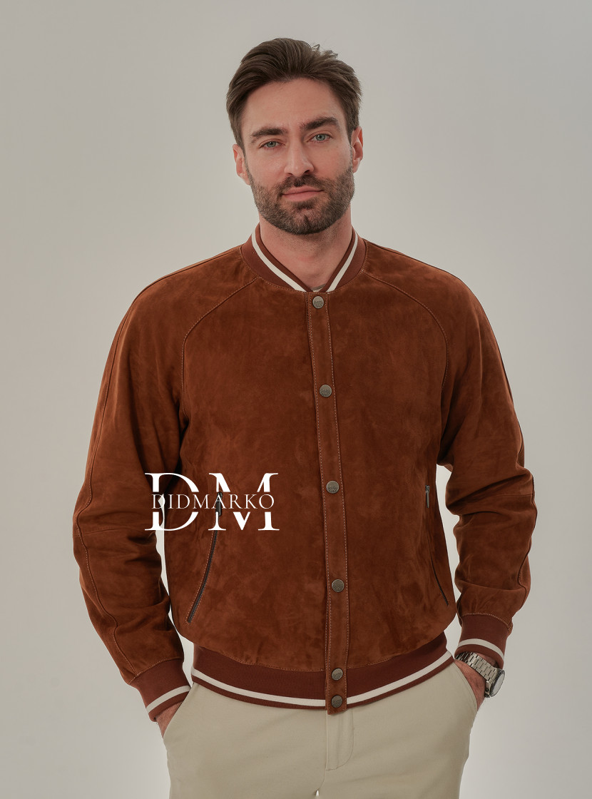 Мужская куртка на резинке из натуральной замши