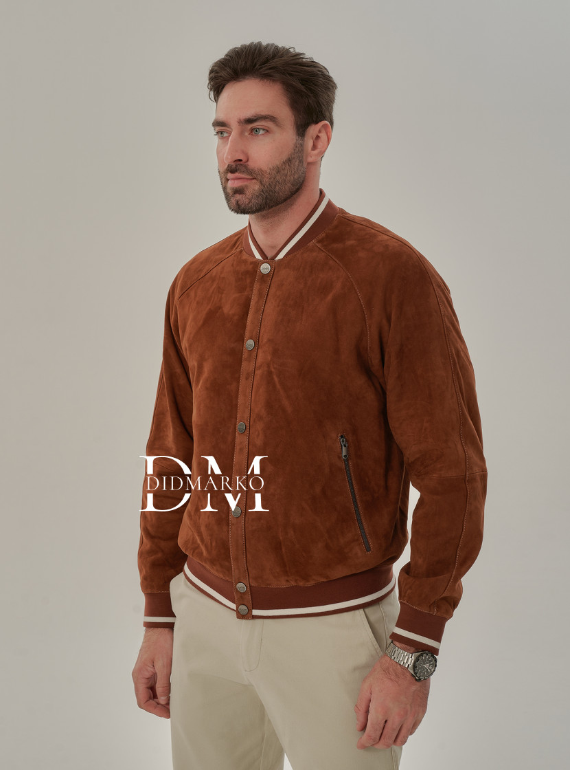 Мужская куртка на резинке из натуральной замши