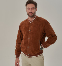 Мужская куртка на резинке из натуральной замши